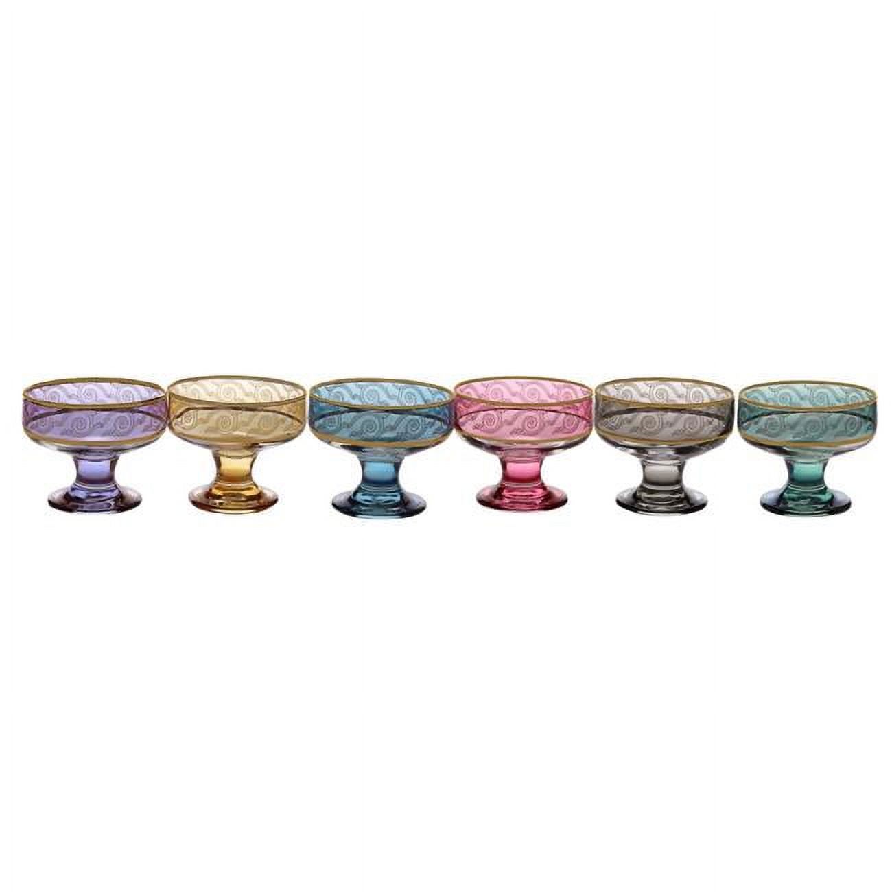 4 x 3.25 in. Assorted Colored Dessert Bowls with Gold Design, Set of 6 ...
