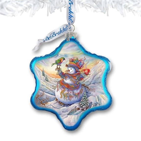 4 x 3.5 in. Festive Frosty Friend Snowflake Glass Ornament Christmas Santa Snowman Decor