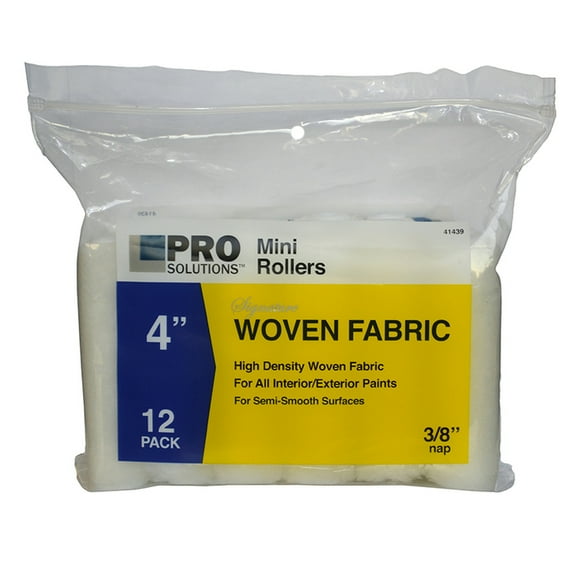 4" x 3/8" Nap Pro Solutions 41439 Signature, White Woven Mini-Roller Cover, 12-Pack