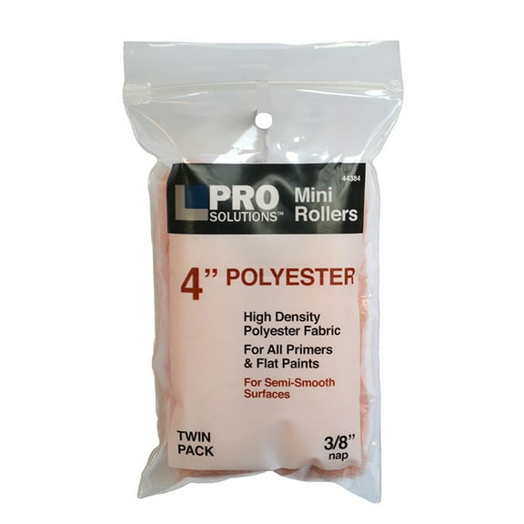 4" x 3/8" Nap Pro Solutions 44384 Polyester Mini-Roller Cover, 2-Pack