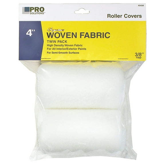 4" x 3/8" Nap Pro Solutions 45438 Signature, White Woven Roller Cover, 2-Pack