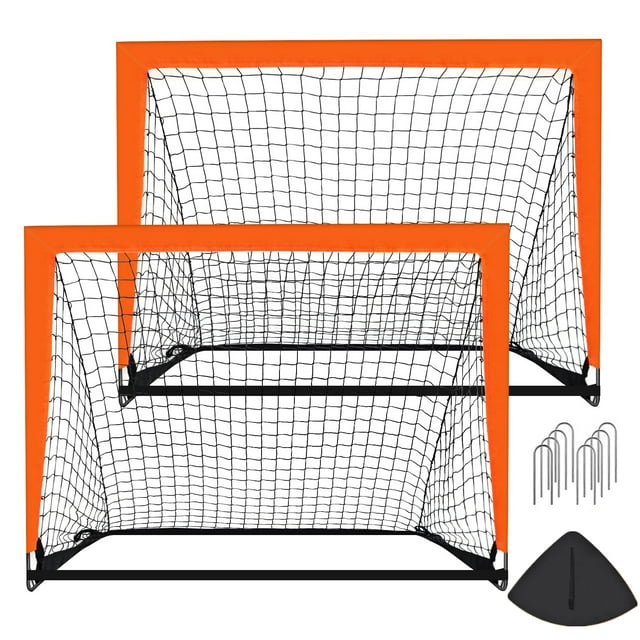 Portable 4' x 3' Pop Up Soccer Goals Set of 2, Outdoor Light Net