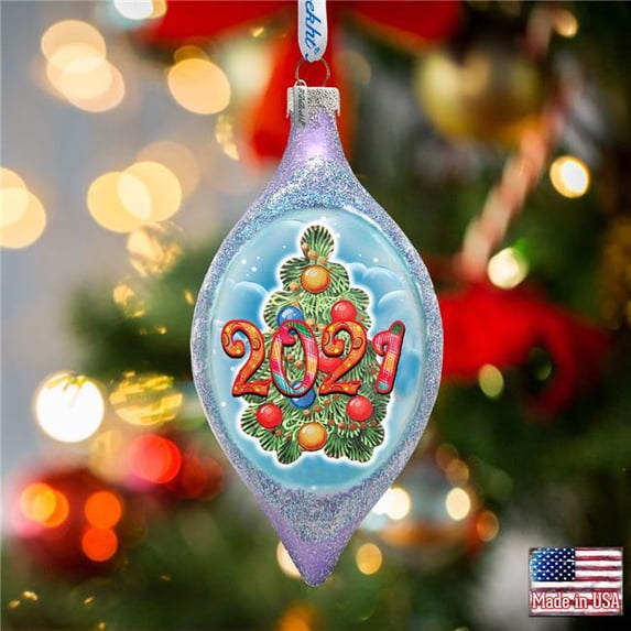 4 x 3 in. 2024 Dated Christmas Tree Drop Mercury Glass Christmas Ornaments