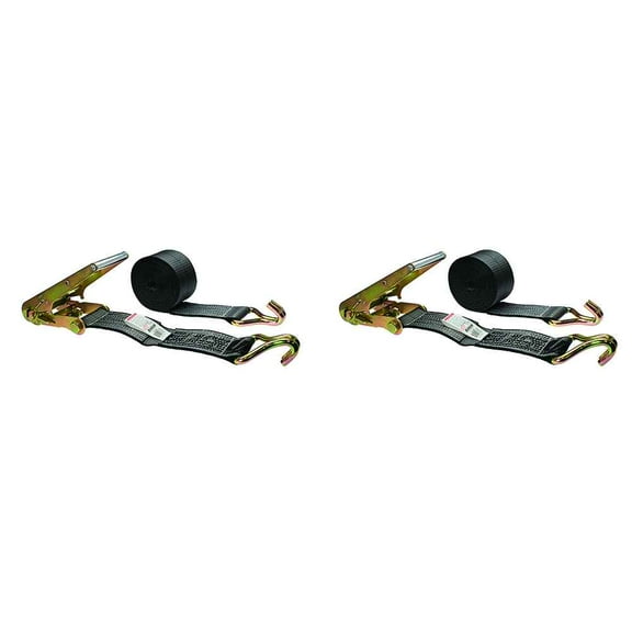 4" x 30' BlackLine Ratchet Strap w/ yellow zinc wire hooks -2 Pack