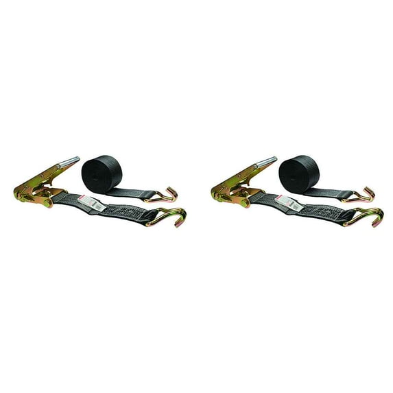 4" x 30' BlackLine Ratchet Strap w/ yellow zinc wire hooks -2 Pack