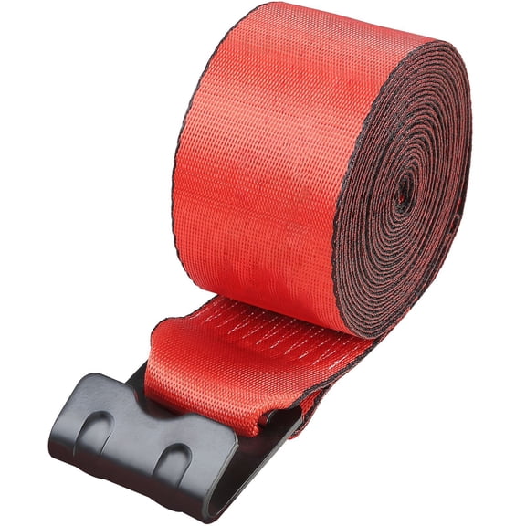 4 x 30-Foot Winch Straps, 6000 lbs Load Capacity, 18000 lbs Breaking Strength, Flat Hook Truck Tie Downs for Flatbed, Trailer, Farm, Rescue, Tree Saver, Red, 10-Pack