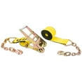 thumbnail image 1 of 4" x 30' Yellow Ratchet Strap w/ Chain Extensions, 1 of 7