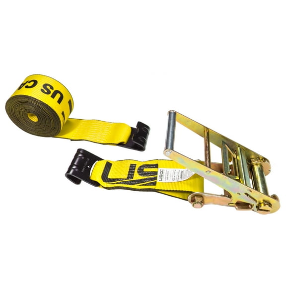 4" x 30' Yellow Ratchet Strap w/ Flat Hooks