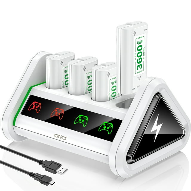 4 x 3600mWh Xbox Rechargeable Battery Pack, Xbox Batteries with Charger