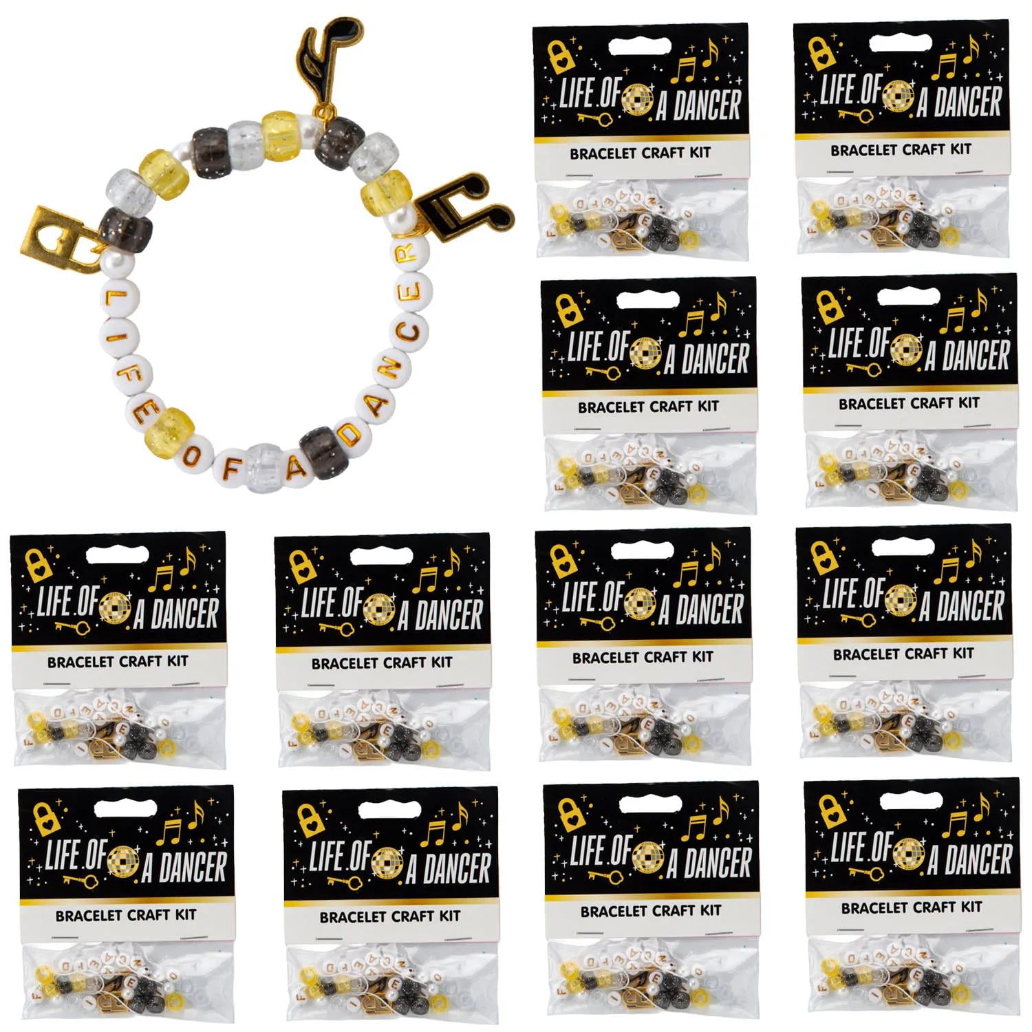 4" x 4 1/2" Life of a Dancer Beaded Plastic Bracelet Craft Kit - Makes 12