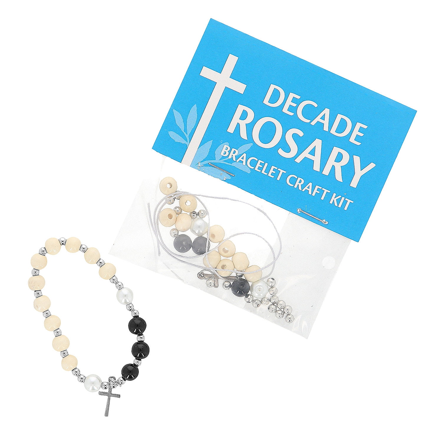 4" x 4 1/2" Wood & Glass Rosary Beaded Bracelet Craft Kit - Makes 12