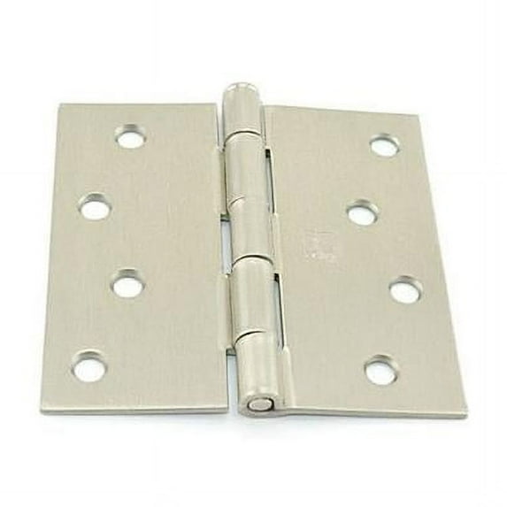 4 x 4.25 in. Radius Full Mortise Residential Weight Ball Bearing Hinge No.034510, Satin Nickel