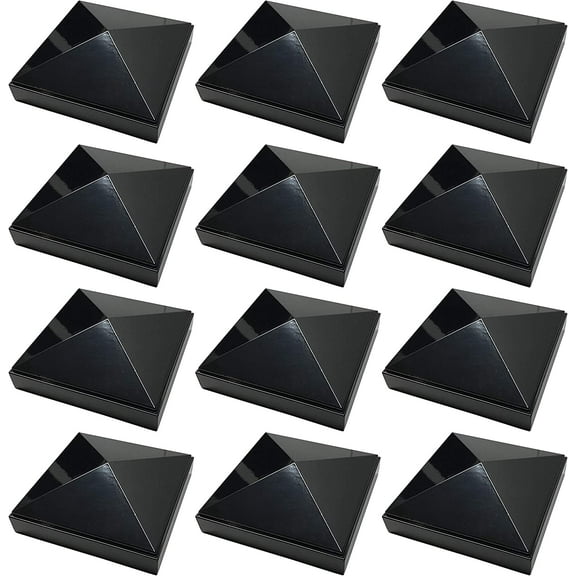 4" x 4" Aluminium Pyramid Post Cap or Fence Post Caps for Metal Post - Pressure Fit - Black (12 Pack)