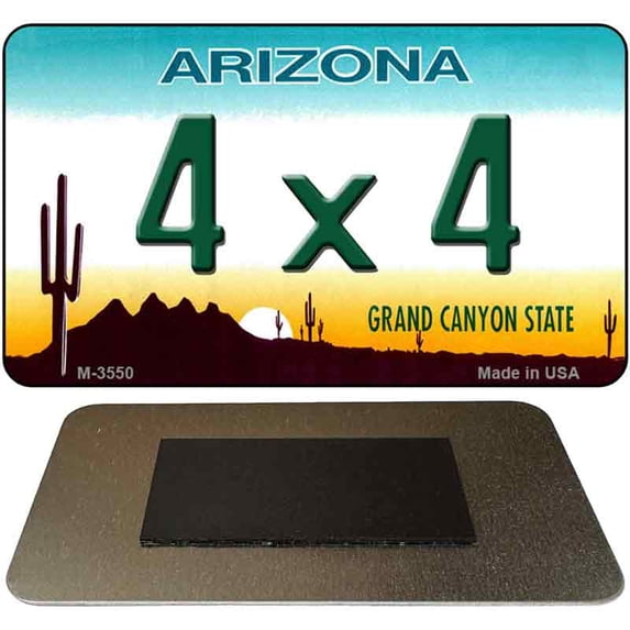 4 x 4 Arizona State License Plate Tag Magnet M-3550 3.5" x 2" Magnet (M)