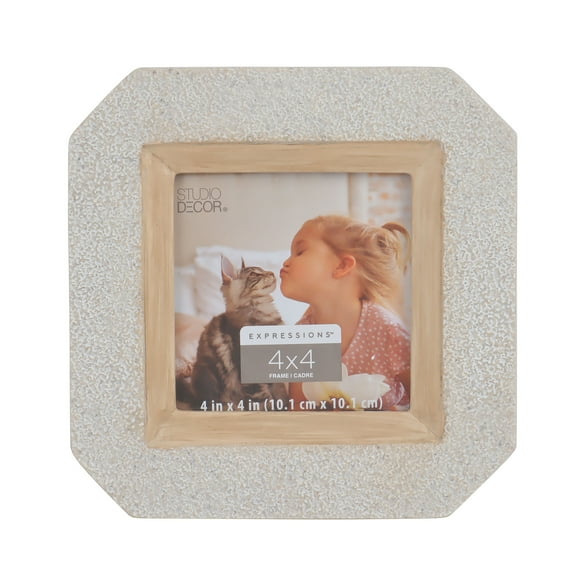 4" x 4" Expressions Light Gray Stone Picture Frame by Studio Décor - Fold-out Easel Included - Horizontal or Vertical Display - 1 Pack