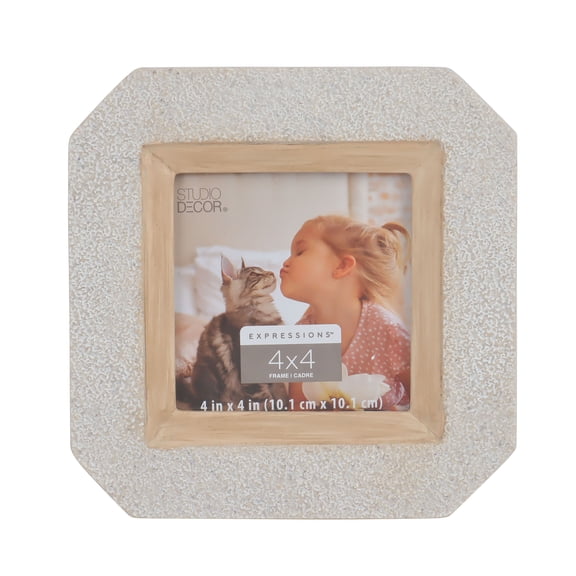 4" x 4" Expressions Light Gray Stone Picture Frame by Studio Décor - Fold-out Easel Included - Horizontal or Vertical Display - 1 Pack