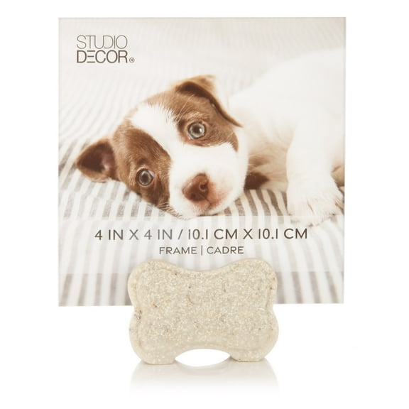 4" x 4" Ivory Bone Photo Holder by Studio Decor - Playful Dog Bone Design - Perfect for Furry Friend Photos - Ideal for Mantel or Coffee Table - 1 Pack