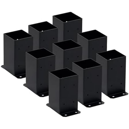 4 x 4 Post Base 9Pcs Deck Post Base Inner Size 3.6 x 3.6 Inch, Black Powder-Coated Post Brackets Fence Post Anchor with Thick Steel for Deck Porch Railing Support Post Holders