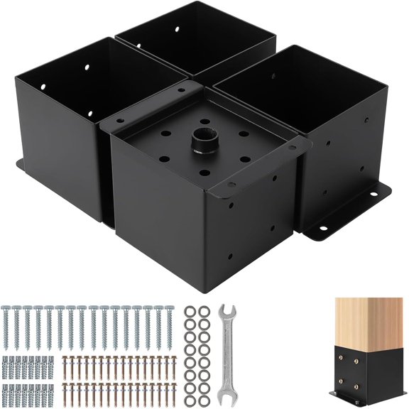 4 x 4 Post Base,Deck Post Base,Heavy Duty Metal Powder Coated Post Brackets,for Pavilion Deck Railing Support Deck Base Plate