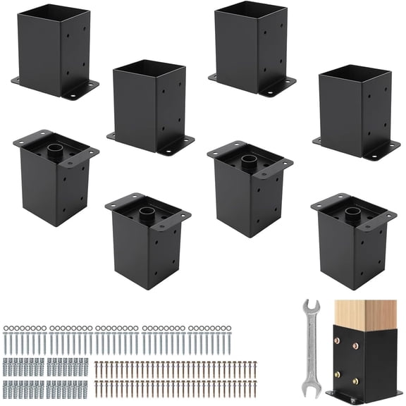 4 x 4 Post Base,Deck Post Base,Heavy Duty Metal Powder Coated Post Brackets,for Pavilion Deck Railing Support Deck Base Plate