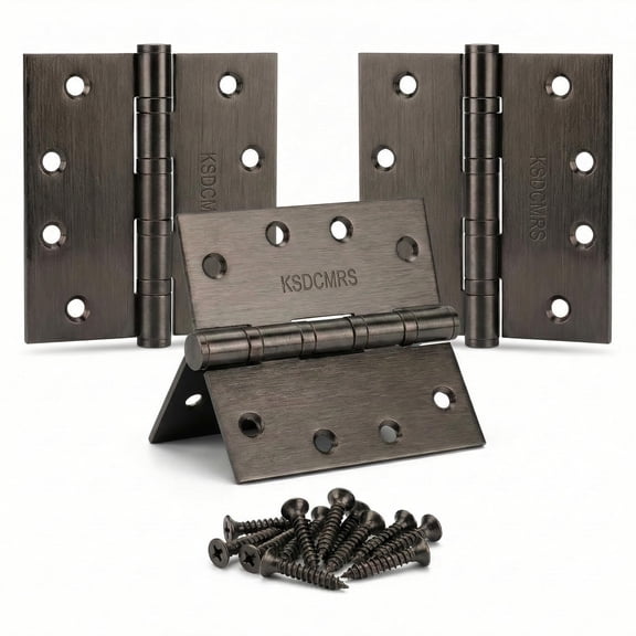 4" x 4" Satin Brass Door Hinges, Stainless Steel Construction with Upgraded 304 SS Ball Bearings, Non-Removable Pin (NRP) for Modern Interior/Exterior Security, Square Corner, 3 Pack