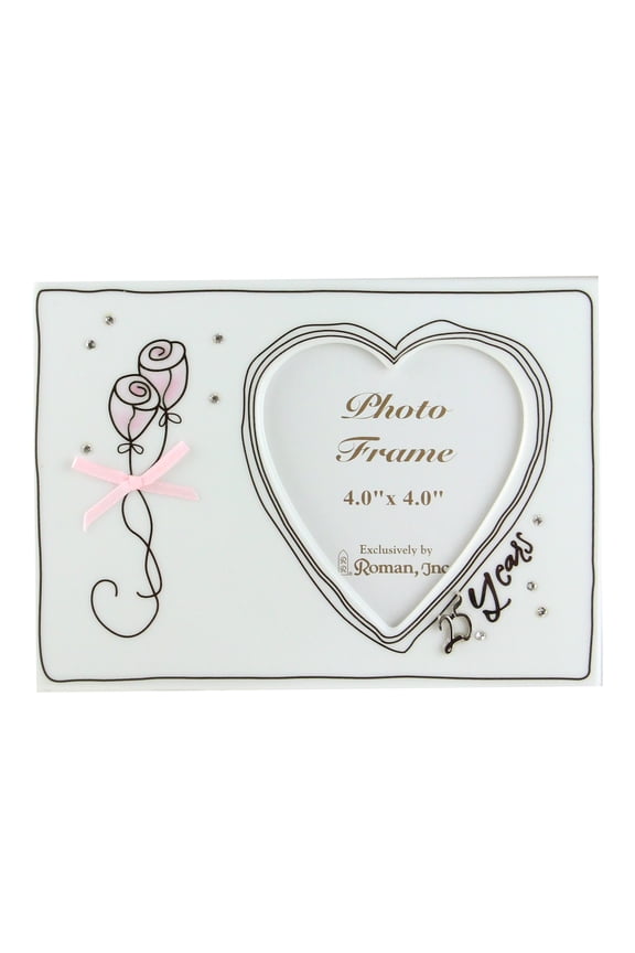 4" x 4" Wedding 25th Anniversary Porcelain Photo Picture Frame - Silver