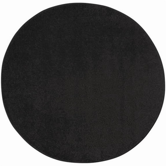 4 x 4 ft. Black Non Skid Indoor & Outdoor Round Area Rug - Black - 4 x 4 ft.