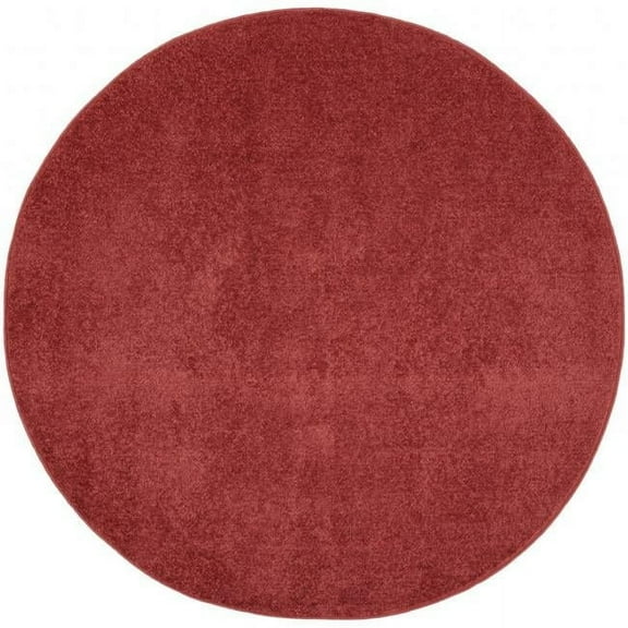 4 x 4 ft. Brick Red Non Skid Indoor & Outdoor Round Area Rug