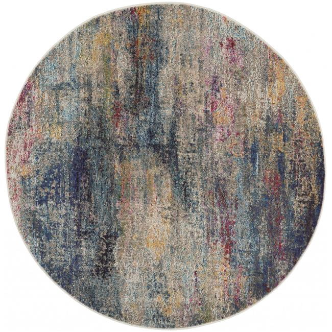 4 x 4 ft. Multicolor Abstract Power Loom Non Skid Round Area Rug ...