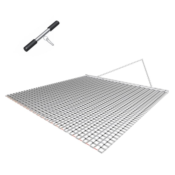 4 x 4 ft Tow Behind Drag Harrow, High-Efficiency Chain Harrow Rake for ATV UTV Tractor, Galvanized Steel Mesh Drag Mat, Driveway Grader