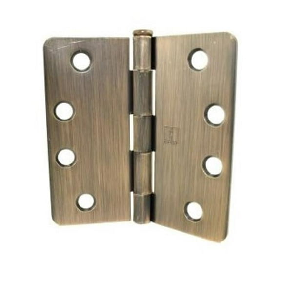 4 x 4 in. 0.25 in. Radius Full Mortise Residential Plain Bearing Template Hinge, Antique Bronze