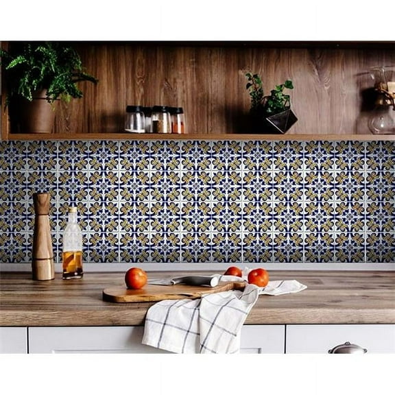 4 x 4 in. Blue Mikos Removable Peel & Stick Tiles