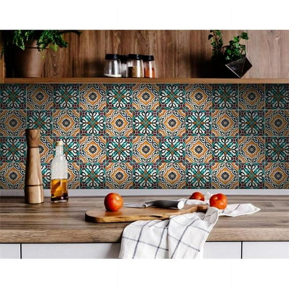 4 x 4 in. Terra Orange Agra Peel & Stick Removable Tiles