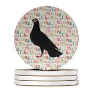4 x 4 in. Unisex Budapest Highflyer Pigeon Christmas Large Sandstone Coasters - Pack of 4