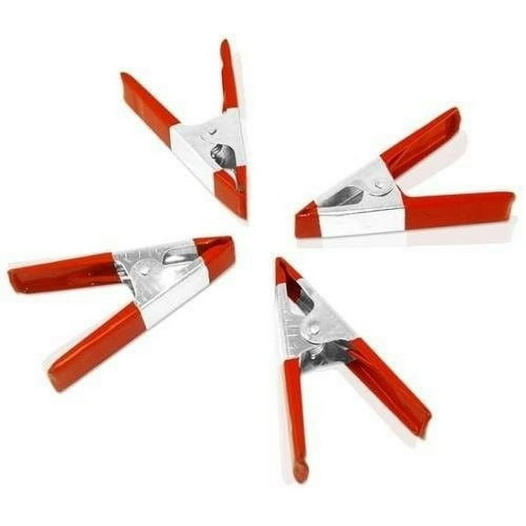4 x 4" inch Metal Spring Clamps w/ Red PVC Coated Handle and Tips