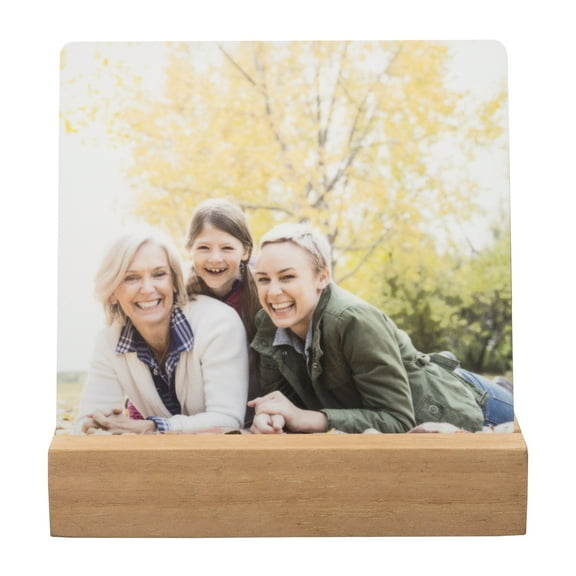 4" x 4" photo Aluminum Desk Art with Stand