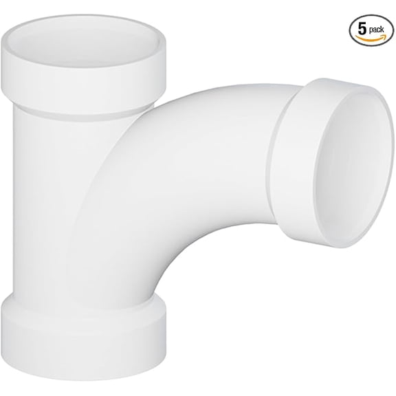 4" x 4" x 2" PVC DWV Combination Wye & 1/8 Bend 45° Elbow Reducing Hub, White PVC Drain, (5 Pack)