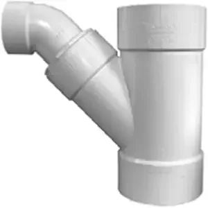 4" x 4" x 3" PVC DWV 2-Piece Combination Wye & 1/8 Bend 45° Elbow Reducing Hub, White PVC Drain, (5 Pack)