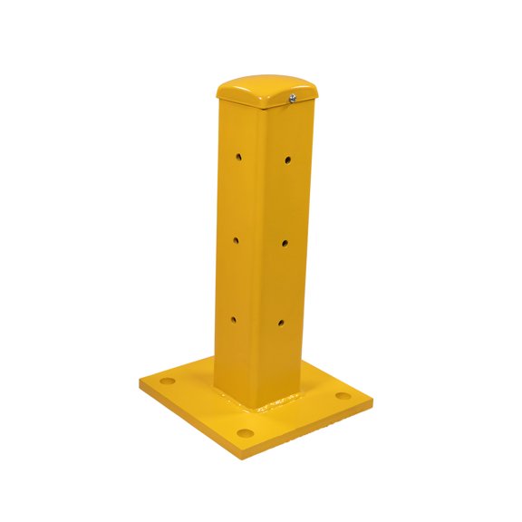 4"x 4"x18" Bolt-On Steel Rigid Post for 3-ribbed Guard Rails - Yellow