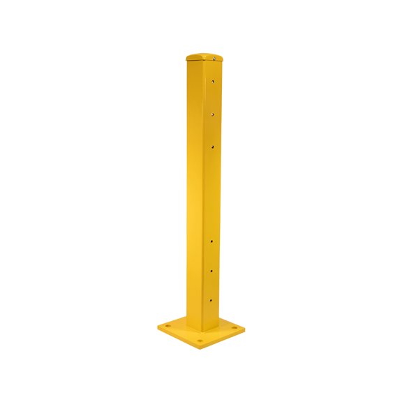 4"x 4"x42" Bolt-On Steel Rigid Post for 3-ribbed Guard Rails - Yellow