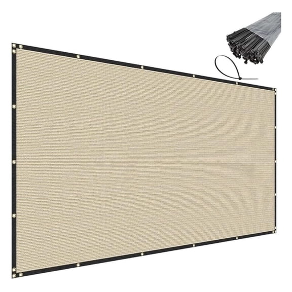4' x 40' Beige Privacy Fence Screen Heavy Duty Windscreen Mesh Fencing Shade Fabric with Brass Grommets for Outdoor Fence Garden Patio Swimming Pool