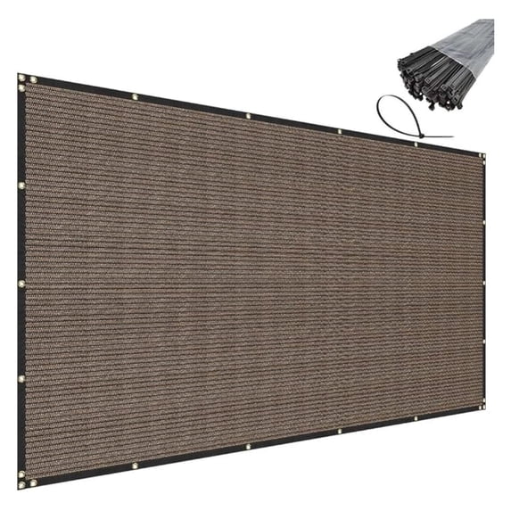 4' x 47' Brown Privacy Fence Screen Heavy Duty Windscreen Mesh Fencing Shade Fabric with Brass Grommets for Outdoor Fence Garden Patio Swimming Pool