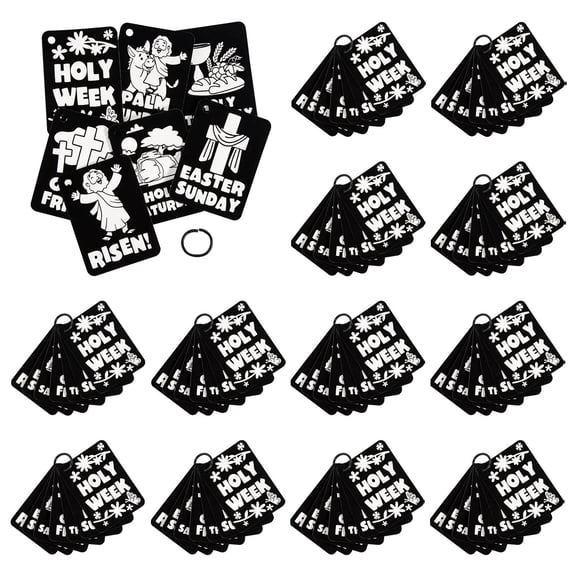 4" x 5 1/2" Religious Color Your Own Fuzzy Mini Holy Week Posters on a Ring - 12 Pc.