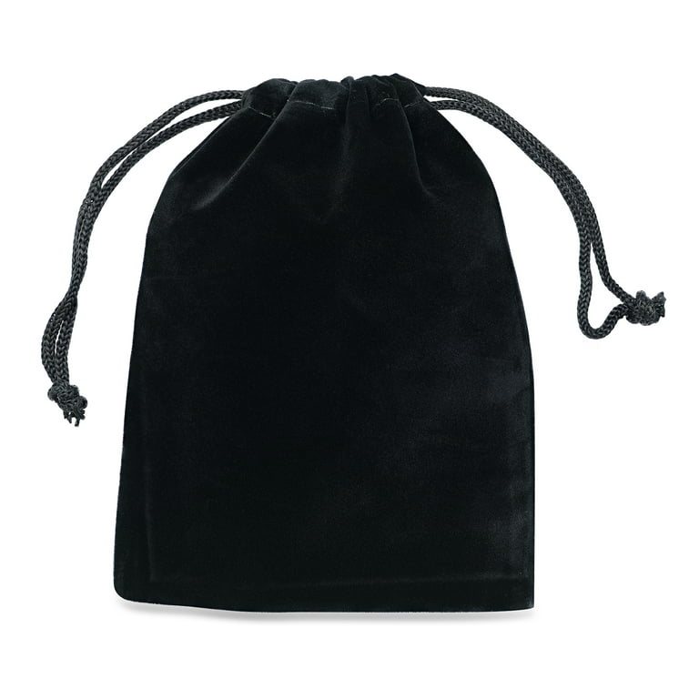 4x5.5 Black Velvet Pouch Jewelry Drawstring Gift Bag Pack of 12 - Findings  Outlet
