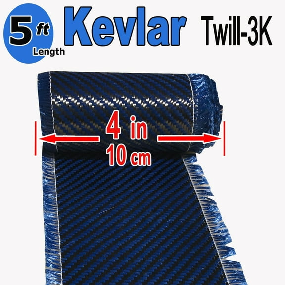 4" x 5 FT - KEVLAR FABRIC-2x2 TWILL WEAVE-3K/220g Blue