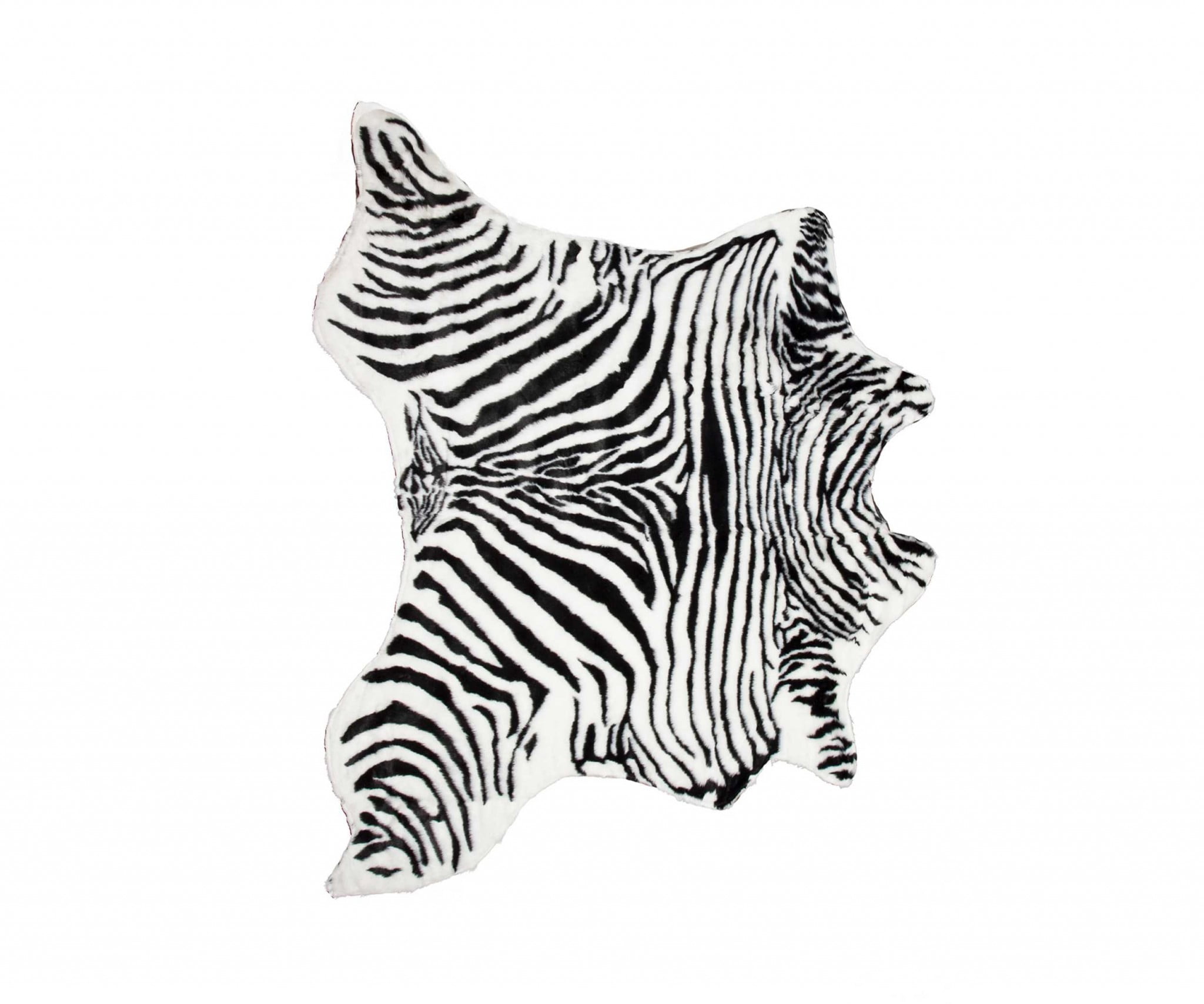 4' x 5' Faux Zebra Hide Black And White Area Rug