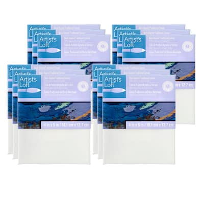 4" x 5" Level 1 Back Stapled Traditional Canvas by Artist's Loft - Archival - Acid Free Cotton Canvas for Paint - Acrylic - & Oils - Bulk 12 Pack