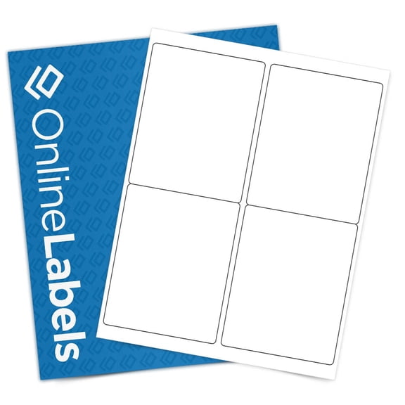 OnlineLabels 4" x 5" Rectangle Labels - White Matte - 100 Sheets, 400 Labels