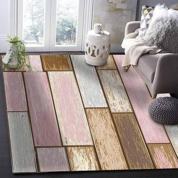 4 x 5ft Pink Brown Area Rug, Modern Outdoor Living Room Bedroom Area+Rug Carpet, Kitchen Rug Bath Mat Front Porch Floor Doormat Runner Rugs