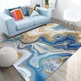 thumbnail image 1 of 4 x 5ft Turquoise Blue Marble Area Rug, Modern Abstract Swirl Indoor Rug Non-Slip Machine Washable Carpet For Living Room Bedroom Dining Room, 1 of 6